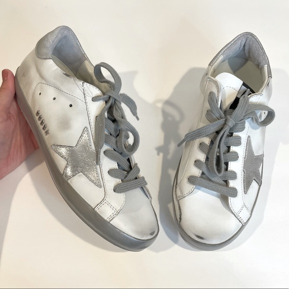 Golden Goose Shoes - Golden Goose Superstar Sneakers Silver White 37